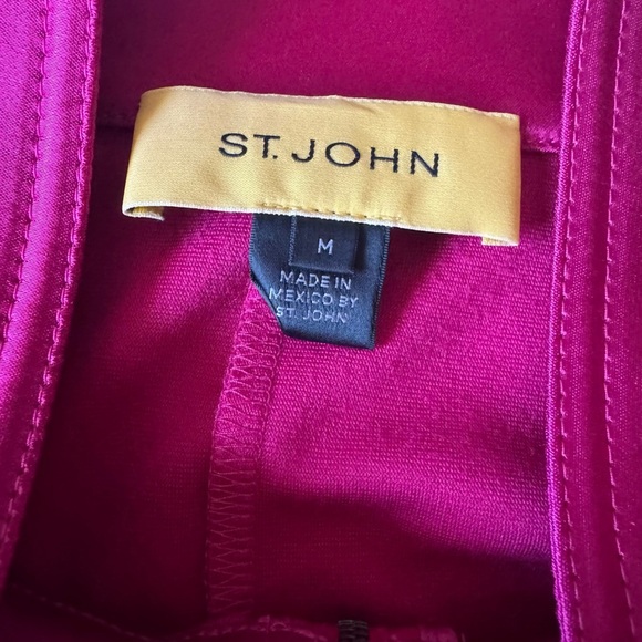 ST JOHN Fuchsia Athletic Jacket + T-shirt Set Satin Contrast Women's Medium - Picture 3 of 16